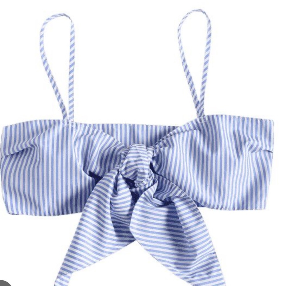 Fashion Nova Blue and White Striped Crop Top
